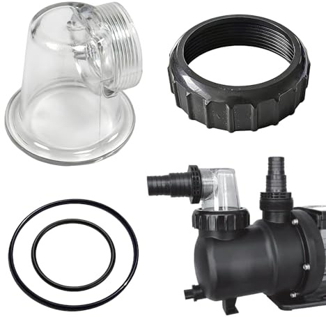 mizikuu Insert Transparent pour Pompe de Circulation de Piscine, Raccord à Vis pour Système de Circulation avec Joints Toriques Couvercle de Pré-filtre pour SPS25 SPS50 SPS75 SPS100