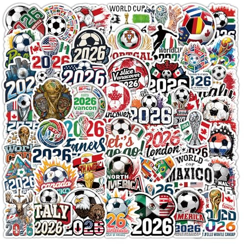 Feifei'S Bow 50 Stück Fußball-Weltmeisterschafts-Aufkleber für Gepäck, Laptop, Skateboard, wasserdicht, Partytütenfüller, Wasserflaschen-Aufkleber, Graffiti-Patches (Fußball)