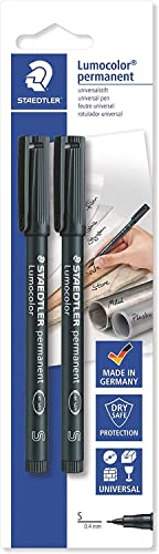 STAEDTLER 313-9BK2DA Lumocolor Universalstift S-Spitze, circa 0.4 mm, permanent, 2 Stück