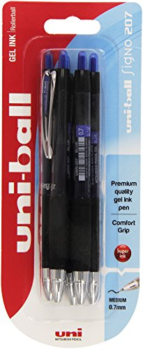 Uni-Ball Signo Gel 207 Tintenroller versenkbare Mine 5 Stück blau