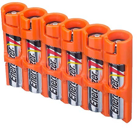 Powerpax 6-Pack AAA Battery Caddy (Blaze Orange)