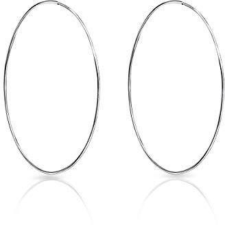 Kreolen Silber 925 - Große Damen Ohrringe 50mm - Runde Silber Creolen