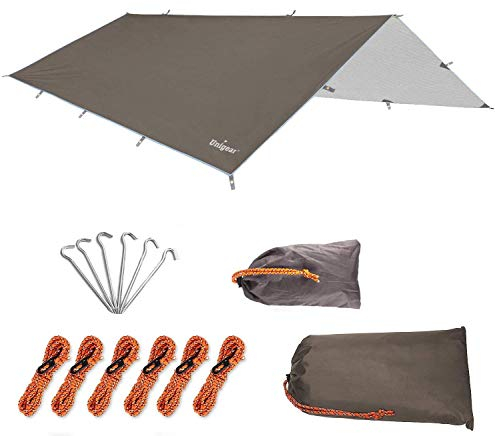 Unigear Tarp Rain Fly Regenschutzplane, Zelttuch, wasserdicht, Wanderschuppen, faltbar, leicht, wasserdicht, für Camping und Schutz gegen Regen, Schnee und Sonne