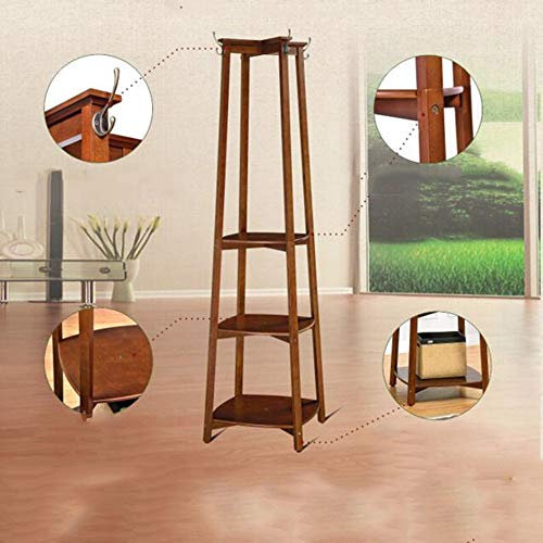 MU Porte-Manteau ménage Polyvalent vêtements Porte-Manteau Chaussures Support Parapluie Rack avec 4 cintres Noyer, Laiteux, Organisateur Bleu,Noyer