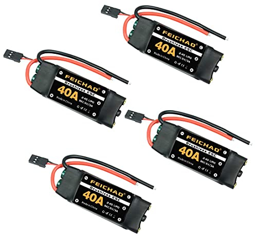 FEICHAO 4Pcs 40A Brushless ESC 2-4S Drehzahlregler mit 5V 3A BEC für Fixed Wing DIY RC Multi-Axis Flugzeug Drohne Hubschrauber (Short Cable)