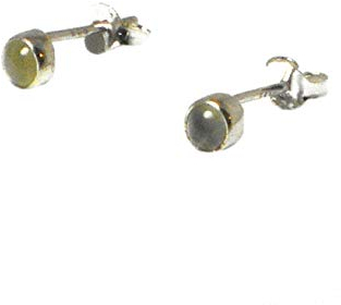 Art Gecko Kleine runde PREHNITE Ohrstecker aus 925er Sterlingsilber, 4 mm, Stein,