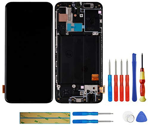 swark Écran tactile LCD Super AMOLED compatible avec Samsung Galaxy A40 SM-A405 (noir avec cadre) + outils