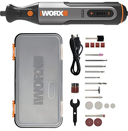 Worx 8V Cordless Rotary Tool WX106, USB Charging, 3.2mm Collet Size, Variable Speed Control, Lightweight and Compact Design, 23pcs Accessories
