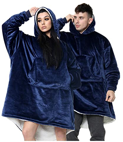 GC GAVENO CAVAILIA Super Warm Hooded Blanket Women Men - Super Soft Warm Comfortable Blanket Hoodie - Fleece Wearable Blanket with Front Pocket One Size Fit All - Navy