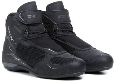 TCX - R04D AIR, Men's Motorcycle Boots, Breathable and Versatile, Mesh Upper with Hot-Melt Coating, Laces and Velcro Closure, Black/Grey