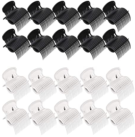 Aatpuss 20 Stücke Lockenwickler Clips, Lockenwickler Klammern, Schwarze Lockenwickler, für Stylen von Weiblichen Mädchenhaaren Verwendet, Verwendet von Friseuren(Schwarz und Weiß)