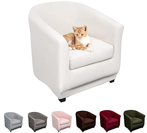 Lydevo Sesselhussen Clubsessel Stretch Sesselschoner Sesselbezug Tub Chair Cover Couchbezug Elastisch Anti-Rutsch Club Sesselüberwürfe Husse für Loungesessel,Weiß