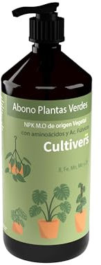 CULTIVERS Abono Plantas Verdes 1 L. Fertilizante BIO para Plantas de interior. Intensifica el verde de las hojas y Estimula del crecimiento