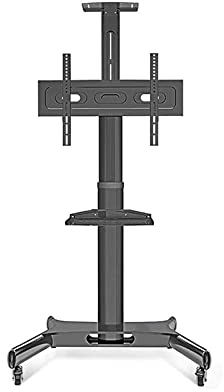 CAZARU 50-65-Zoll-Fernsehständer auf Rädern, TV-Riser-TV-Halterungen, Ständer und Plattenspieler, Trolley-Bodenhalterung