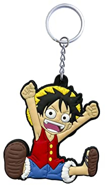 Aurabeam ONE Piece, Monkey D. Ruffy (Luffy) Schlüsselanhänger aus Gummi, Japanisches Anime & Manga, Accessoires Geschenk Figur, Schlüsselring