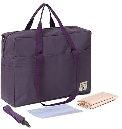 SONARIN Große Kapazität Leichte Baby Wickeltasche,Multifunktionale Reise Wickeltasche Umhängetasche Tragetasche Henkeltaschen Babytasche mit Schultergurte & Wickelunterlage(Lila)