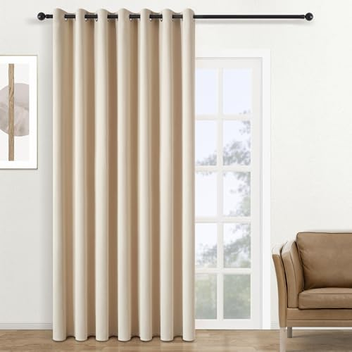 Topfinel Vorhang Blickdicht Thermovorhang Gardinen - 300x260 cm, Vorhänge Beige Stoff Raumteiler Vorhang, Extra Lang 260 cm Hoch 1 Stück Vorhänge Wohnzimmer Dunkelraumfähig für Schlafzimmer Esszimmer