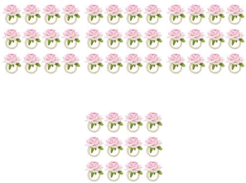 Zerodeko 48 STK rosa serviettenschnalle Serviettenhalter aus künstlichen Rosen Serviettenhalter mit Rosenblüten Dekor Rose serviettenhalter schmuck künstliche Pfirsichblüte Serviettenringe