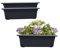 SIDSONS 70cm Long Garden Planter Raised Black Plant Pot,Windowsill Patio Large Plastic Trough for Plants, Herbs, Flowers, Small Bushes Window Box Rippled Effect, Optional Drainage Holes Set of 3