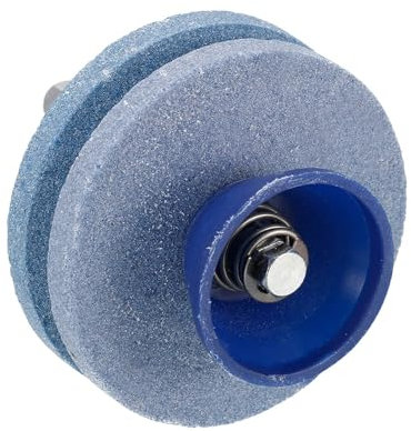 Lawn Mower Blade Sharpener, Garden Tool Sharpener, Universal Double Layer Corundum Mower Blade Grinder Stone Wheel for Power Drill Hand Drill (Blue)