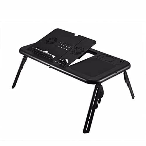 Escritorio plegable para computadora portátil, soporte ajustable para mesa de computadora, bandeja plegable con ventilador de refrigeración para cama, sofá, computadora portátil, mesa de computadora