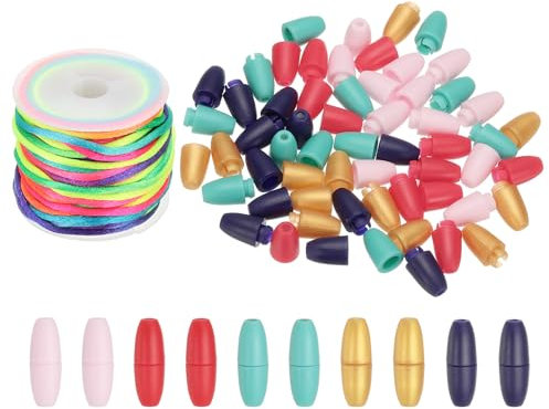 PATIKIL 24mm Breakaway-Verschlüsse mit 10m Nylon-Lanyard-Schnüren, 30er-Set Kunststoff-Perlenfass-Verbinder für Armband-Halskette-Lanyard-Schmuckherstellung DIY-Handwerk, Multicolor