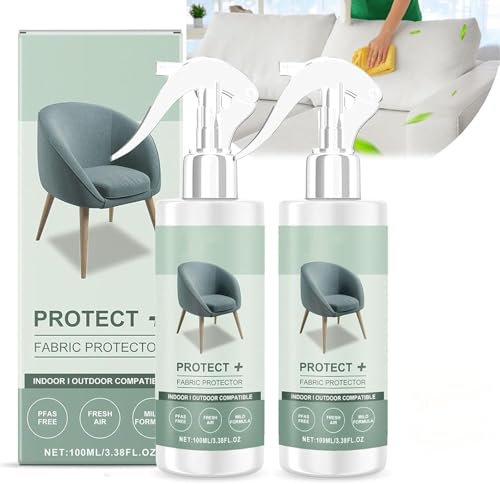 2 Stück Mehrzweck-Protect+ Stoffschutzspray, Home Essentials Stoffschutz & -Wasserschutz, Polster- und Sofaschutz, Schnelltrocknend, Langanhaltend, Keine Rückstände, 100 Ml