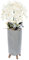 B4y Home dESING Künstliche Orchideen im Topf Beton-Optik Phalaenopsis Schmetterling Textilblume Modern weiße Blüten 5 Rispen Fake Blumen sehr groß XXL Geburtstagidee wie Echt 90cm Gesamthöhe
