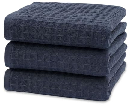 Greyoe 3er Set Küchentücher, Geschirrtücher, Geschirrhandtücher, Geschirrtücher Baumwolle- Super Saugstark, Schnelltrocknend, 34x70 cm (Dark Grey)