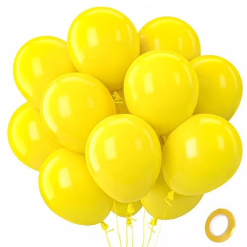 QIFU Luftballons Gelb - 100 Stück Gelbes Luftballon Geburtstag, Latex Helium Gelb Matt Ballons Party Deko für Geburtstag Hochzeit Sonnenschein Zitrone Gänseblümchen Honigbiene Thema Verlobung, 12 Zoll
