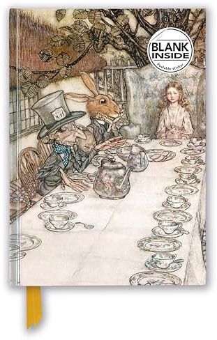 Arthur Rackham: Alice in Wonderland Tea Party (Foiled Blank Journal) (Flame Tree Blank Notebooks): Unser hochwertiges Blankbook mit festem, ... Notizbuch DIN A 5 mit Magnetverschluss)