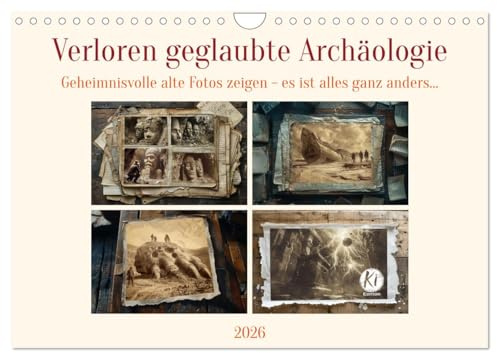 Verloren geglaubte Archäologie (Wandkalender 2026 DIN A4 quer), CALVENDO Monatskalender: Unbekannte Zivilisationen? Sepia-Schnappschüsse aus der Geschichte (CALVENDO Wissenschaft)