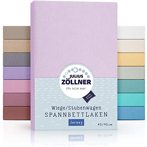 Julius Zöllner Jersey Spannbettlaken für Wiegen 90x40cm und Stubenwagen, 100% Baumwolle, STANDARD 100 by OEKO-TEX, flieder