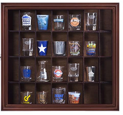 Gallery Solutions 45,7 x 40,6 cm Schnapsglas-Vitrine mit Scharnierfront, Walnuss