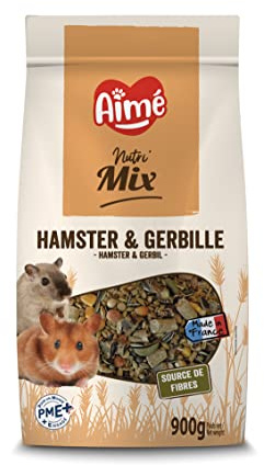 Aimé | Nutri'Pellets | Mat för hamster, gerbille och råtta | Komplett mat | Granulerad mat baserad på vitaminer och fibrer | tillverkad i Frankrike | 900 g