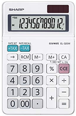 Sharp EL-320W Tischrechner mit beweglichem Display, Solar-/Batteriebetrieben, Weiß