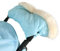 My Babiie Stroller Fleece Hand Muff - Fur Trimmed Pushchair Gloves, Windproof Baby Pram Handmuff, Luxurious Faux Fur, Thick & Warm, Quilted Stitching - Baby Blue