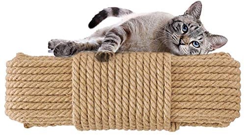 Aoneky 6mm/ 8mm/10mm Cat Scratching Sisal Rope Posts Trees Replacement 33FT-328FT, Hemp Rope for Decoration, DIY or Repairing (98FT, 8mm)