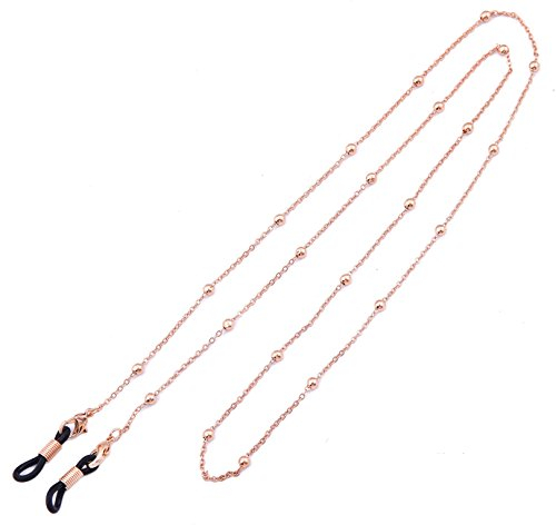 Likgreat Chaîne de lunettes de soleil/lunettes de lecture pour femme avec perles Connecteur en or rose, noir.