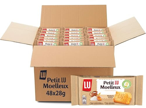 LU - Petit LU Moelleux - Petit Gâteau Moelleux Nature - Lot de Biscuits Individuels - Idéal pour un Goûter Gourmand pour les Enfants - - Carton de 48 Sachets de 28 g (L'emballage peut varier)