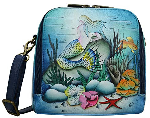 Anuschka Handbemalte Organiser Tasche aus echtem Leder mit Reißverschluss - Little Mermaid