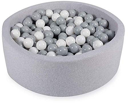 Angelove Piscina De Bolas 90X30cm/200 Bolas para Bebé Niños Piscina De Espuma Redonda Blanda Gris Claro: Gris/Blanco