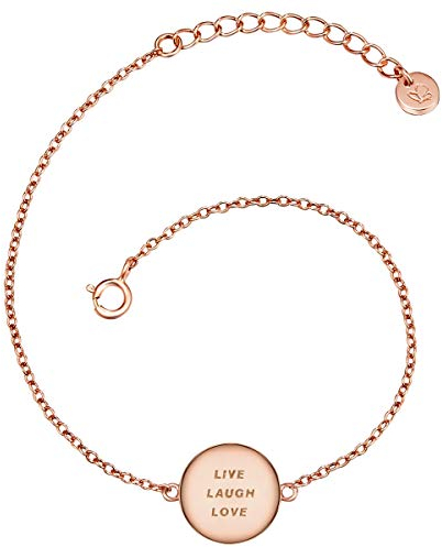GLANZSTÜCKE MÜNCHEN Damen-Armband mit Anhänger Life Laugh Love Sterling Silber rosévergoldet 17 + 3 cm - Armkettchen mit Spruch Lebe Liebe Lache
