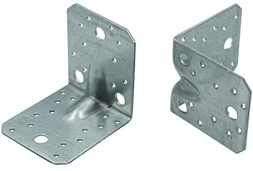 Winkelverbinder mit Steg - 105 x 105 x 90 mm - 50 er Set - Feuerverzinkt - Lochwinkel Rippe Sicke - Made in Germany - SC