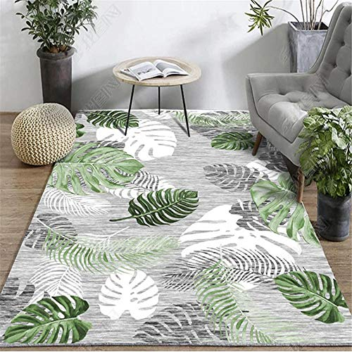 Xiaosua Balkon deko grün Teppichsalon einfaches Blattmuster haltbarer grüner Teppich Anti-Milbe deko Outdoor terrasse 50X80CM flokati Teppich waschbar 1ft 7.7''X2ft 7.5''
