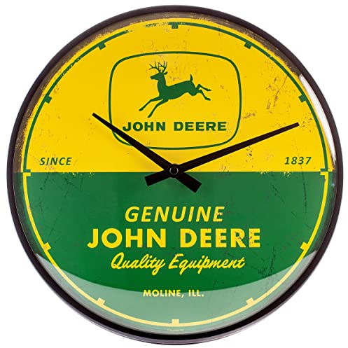 Nostalgic-Art 51206 Retro Wanduhr, John Deere – Quality Equipment – Geschenk-Idee für Traktor-Fans, Große Küchenuhr, Vintage-Design zur Dekoration, Ø 31 cm