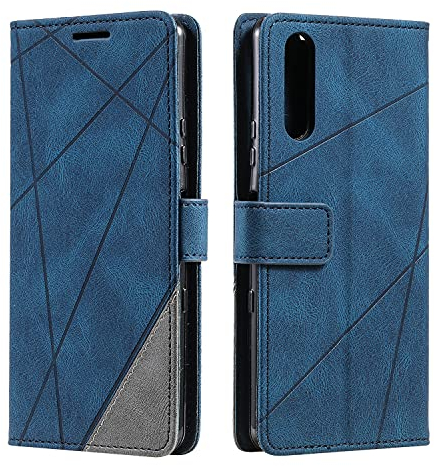 SONWO Hülle für Sony Xperia 10 II, Premium Leder PU Handyhülle Flip Case Wallet Silikon Bumper Schutzhülle Klapphülle für Sony Xperia 10 II, Blau