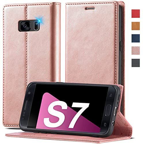 2023 Upgraded für Samsung Galaxy S7 Hülle Leder [Standfunktion] [Premium Leder] Handyhülle für Samsung Galaxy S7 Hülle Klappbar Flip Leder Case Cover Handyhülle Schutzhülle für Samsung S7 Hülle Leder