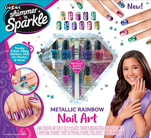 SHIMMER N SPARKLE METALLIC RAINBOW NAIL ART