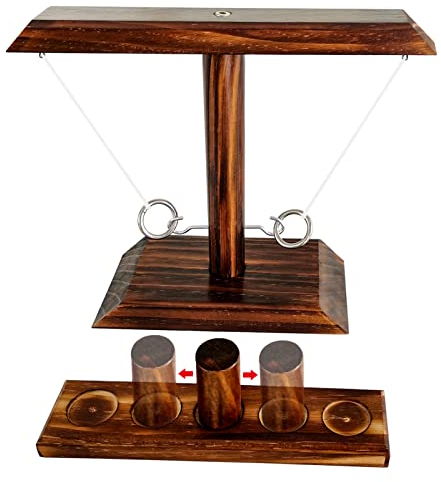 DIIQII Ring Toss Game, Holz Tischplatte Hook Ringwurfspiel Kinder, Premium Party Wurfspiele Spiel für Family Fun Indoor/Outdoor Game (25cm Median)